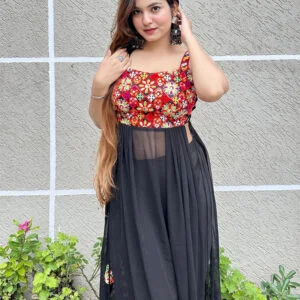 Kanak Mishra In Black Color Soft Georgette Navratri Kurti